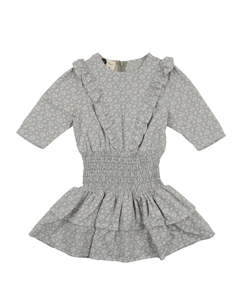 Textured Floral 3/4 Sleeve Peplum Dress
