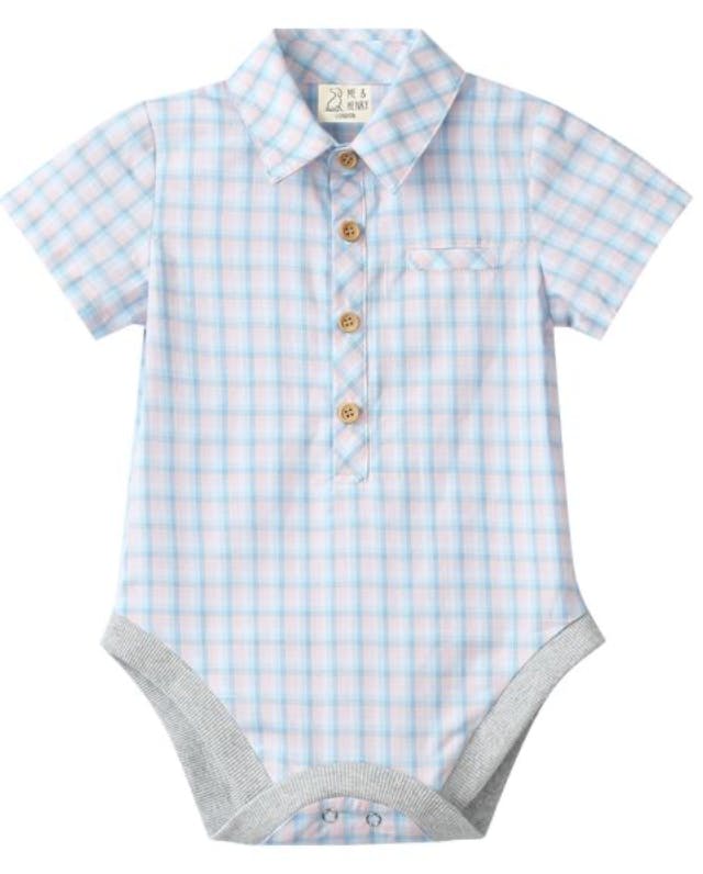PINK/BLUE PLAID HELFORD WOVEN ONESIE