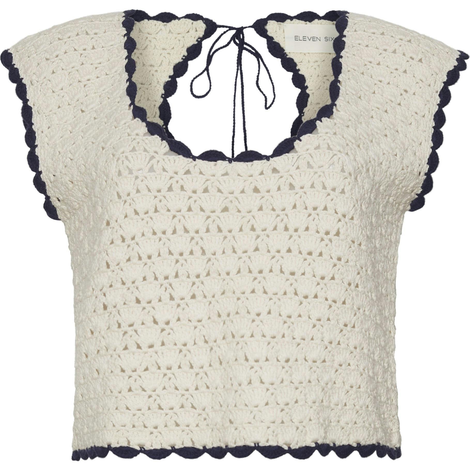 ZARIA CROCHET TOP | IVORY W/ BLACK TIPPING