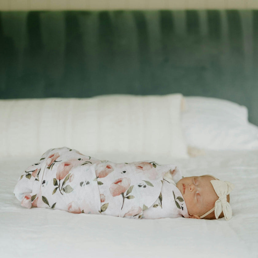 Organic Cotton Muslin Swaddle Blanket 2 Pack - Watercolor Floret
