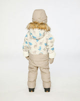 Baby Snug One Piece Snowsuit Adapted For Car Seats Blue Dinosaur Print