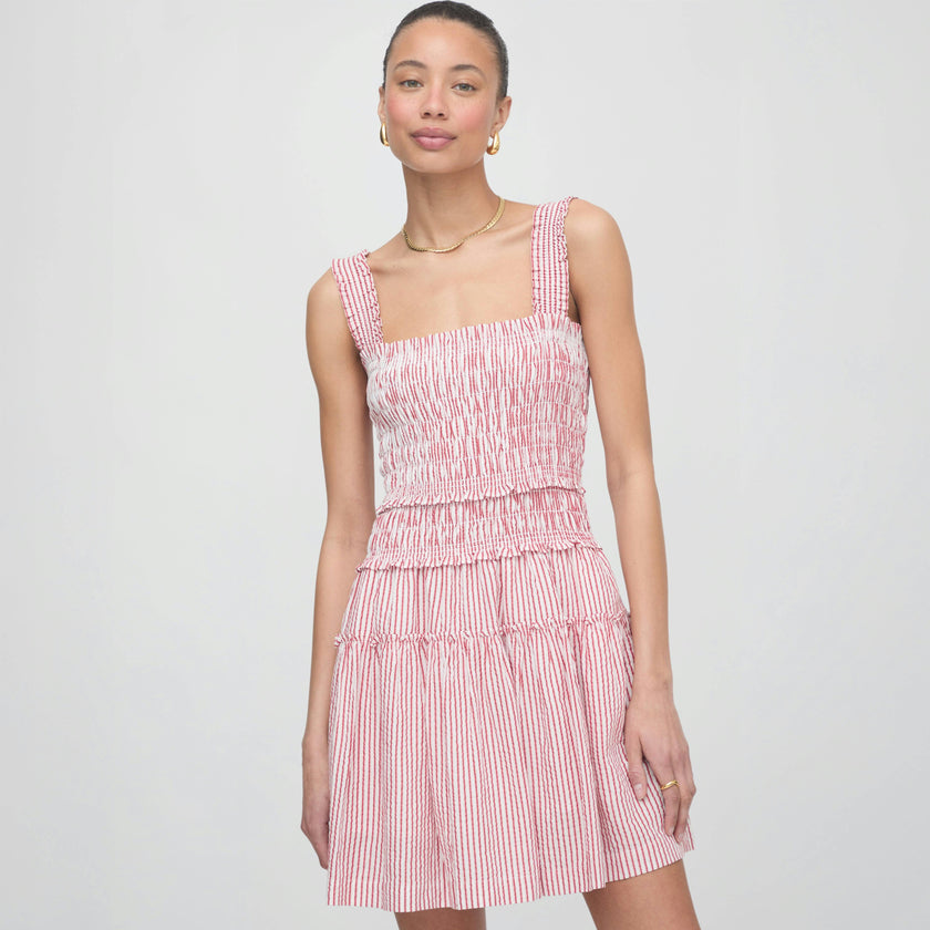 The Azalea Mini Nap Dress - Red Ticking Stripe