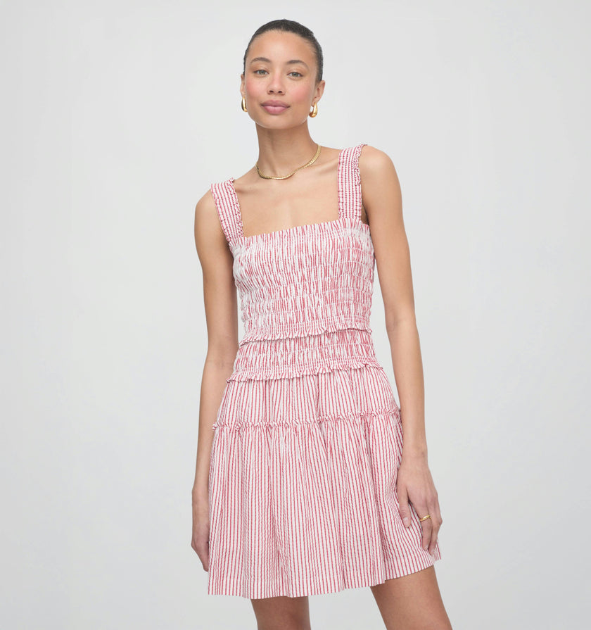 The Azalea Mini Nap Dress - Red Ticking Stripe