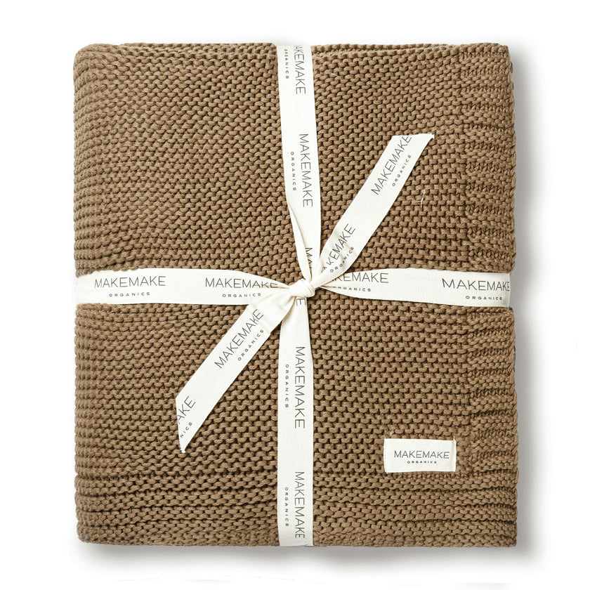 Organic Knit Throw Blanket - Brown