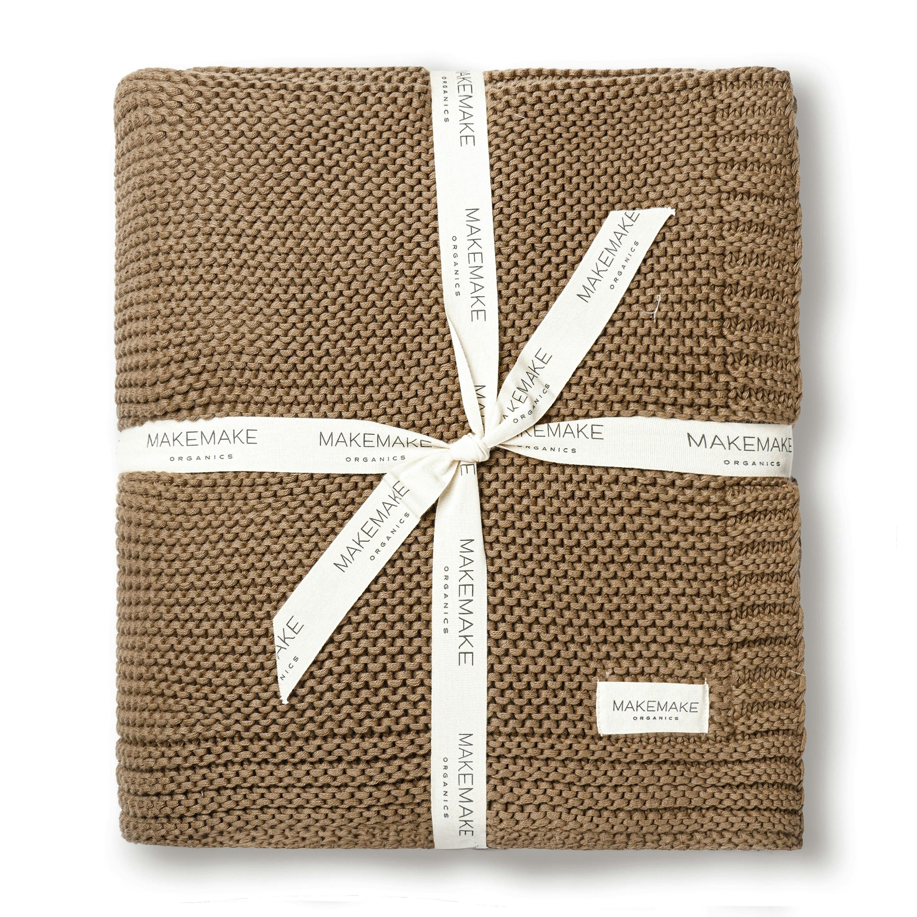 Organic Knit Throw Blanket - Brown
