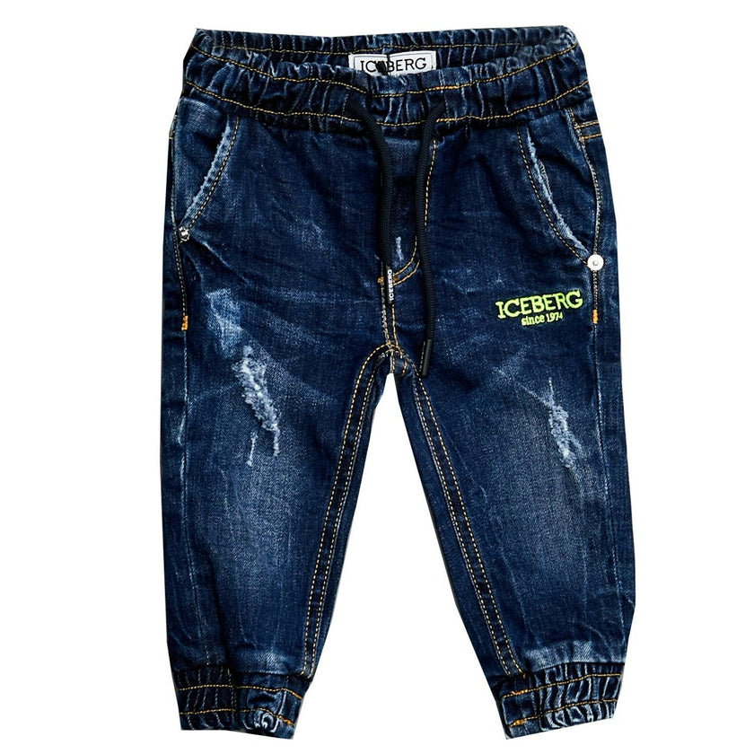 Neon Pop Logo Distressed Jeans