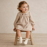 Organic Peter Pan Collar Dress - Oat Gingham