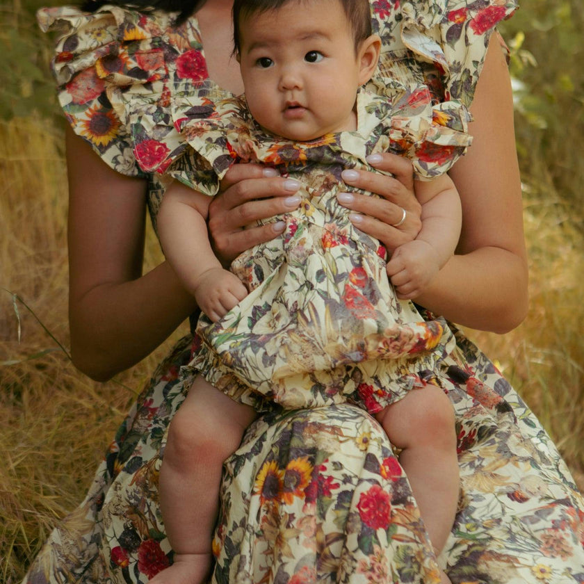 Baby Hattie Romper in Rose Vine