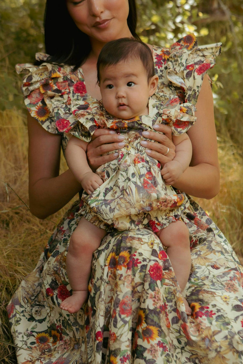 Baby Hattie Romper in Rose Vine