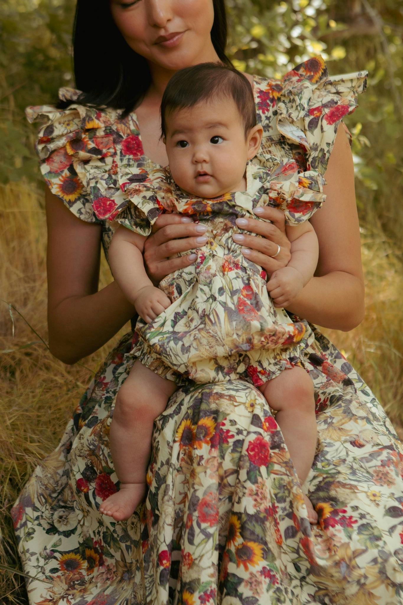 Baby Hattie Romper in Rose Vine