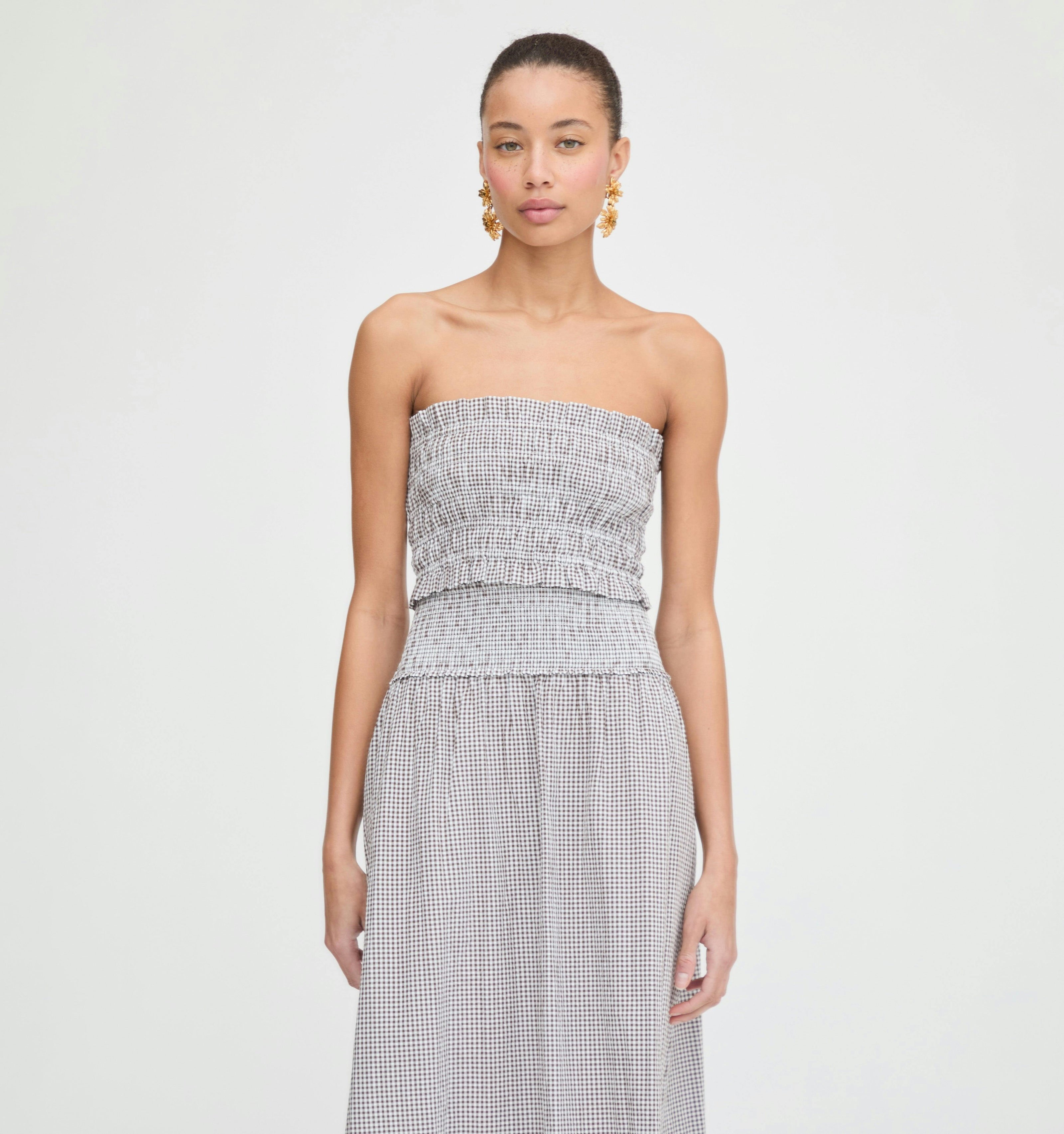 The June Nap Top - Chocolate Gingham