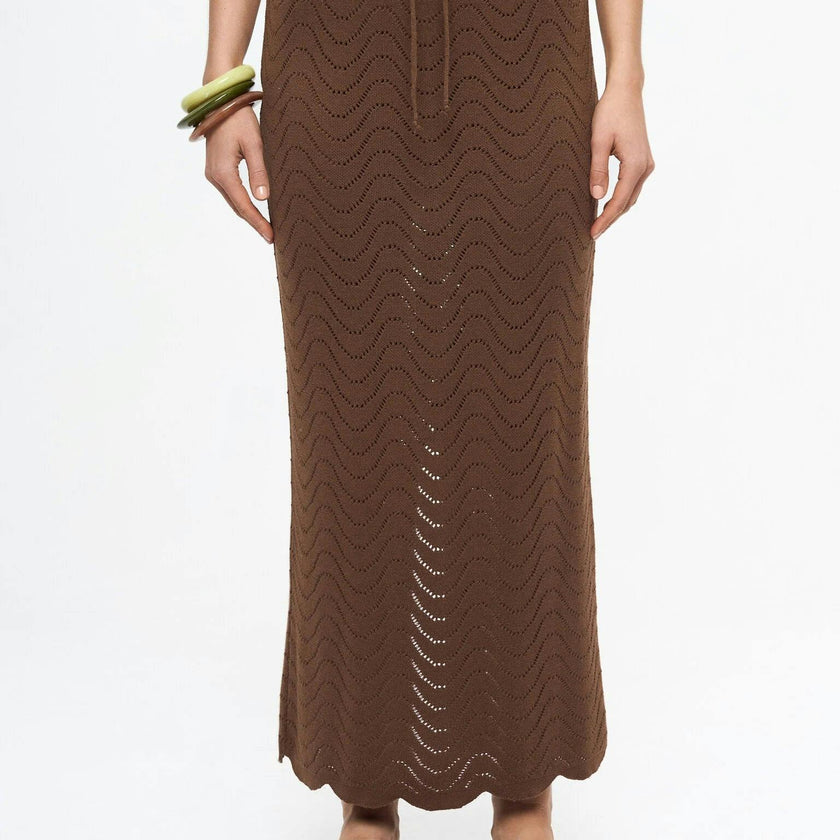 women's organic cotton midi skirt - mocha