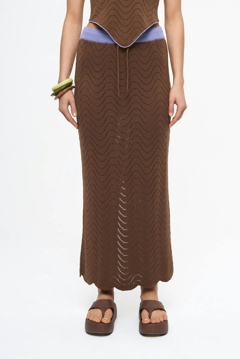women's organic cotton midi skirt - mocha