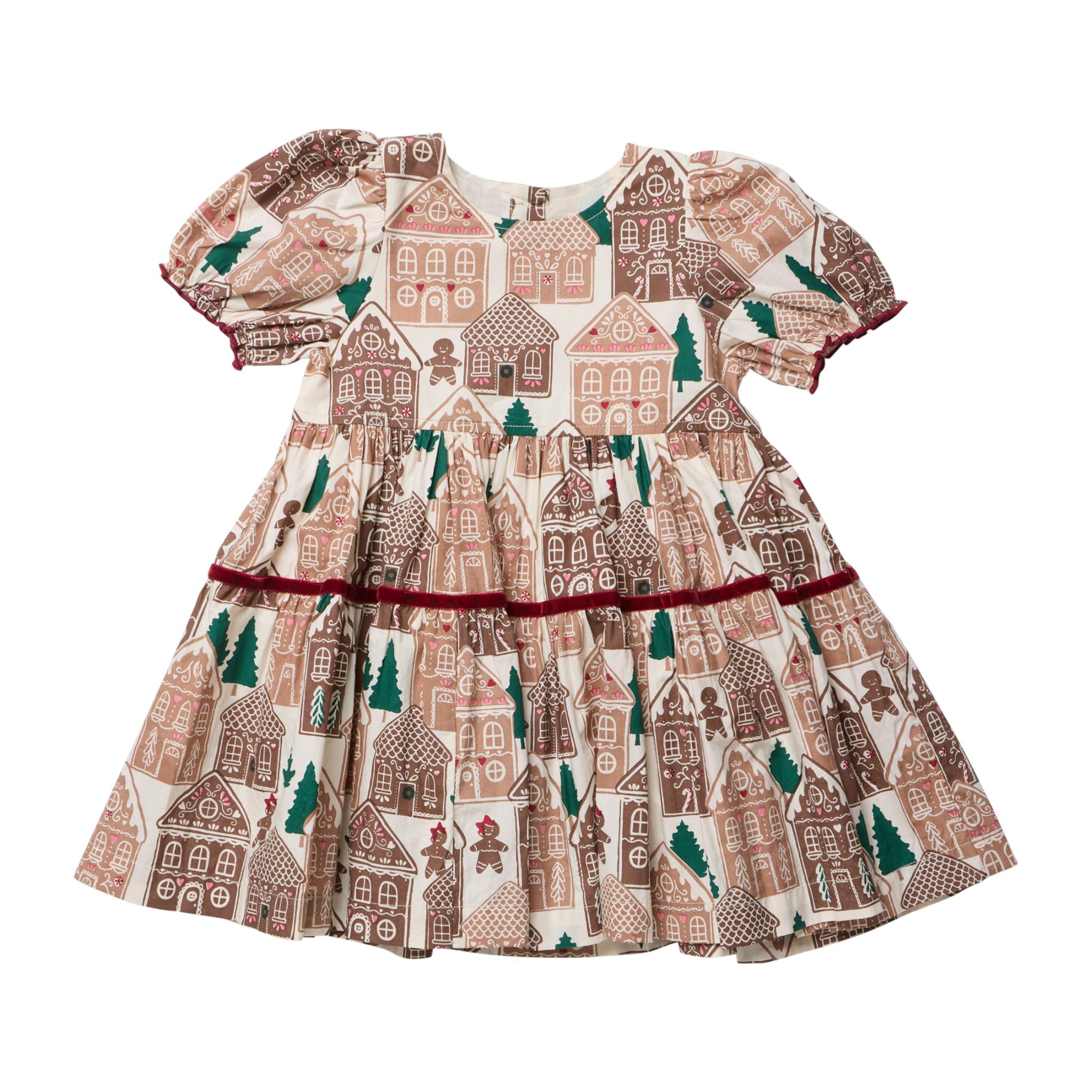 Girls Eliza Dress - Gingerbread Houses