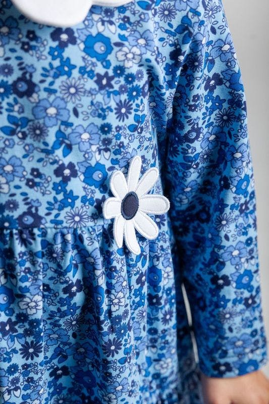 Floral Print Knit Dress With Flower