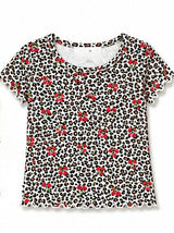 Girls Printed Pointelle Short Sleeve Top