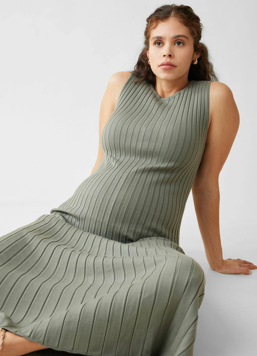 A-Line Sweater Knit Maternity Nursing Midi Dress