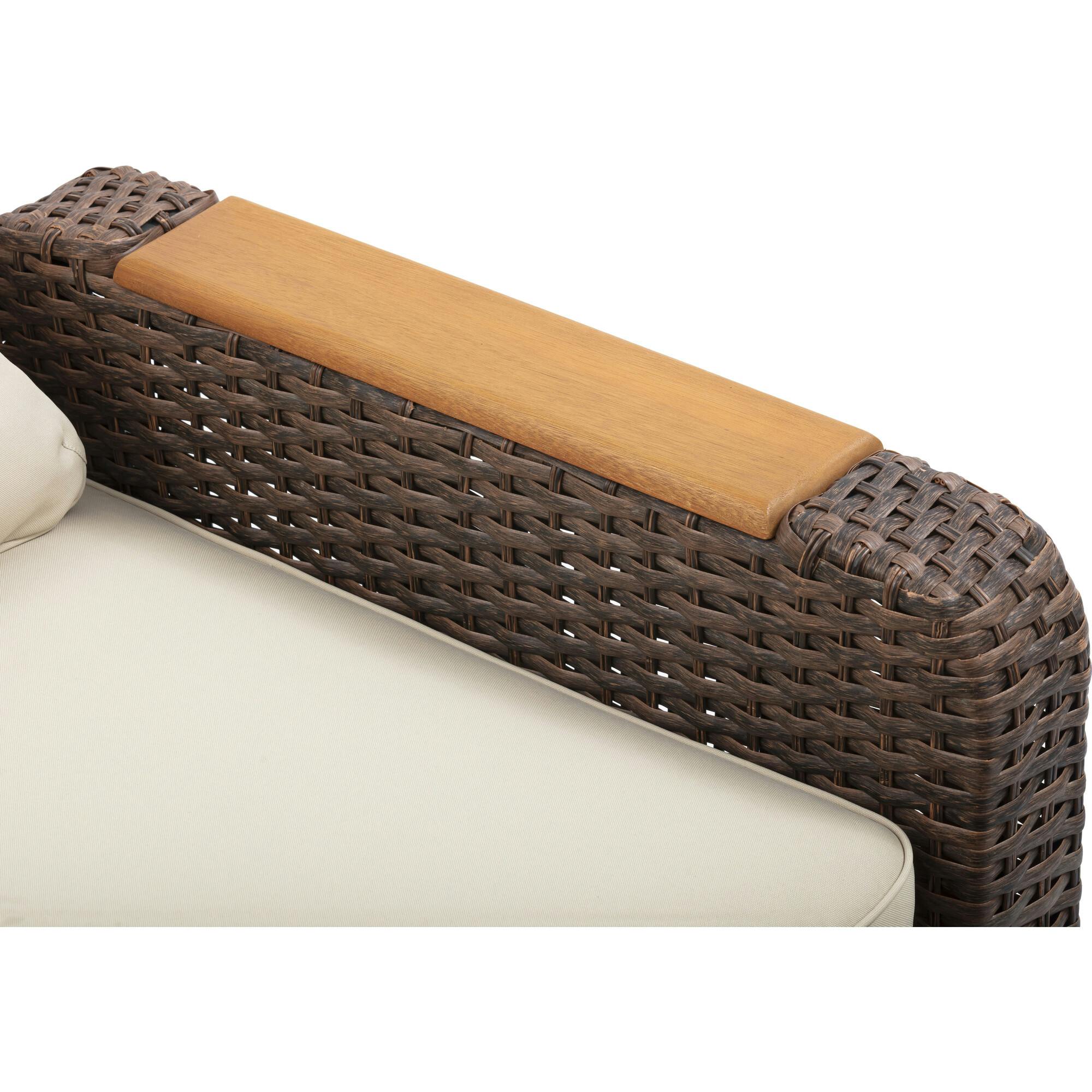 Teamson Home Outdoor Seating  Wicker Frame & Wood Armrests Recliner Set in Warm Brown