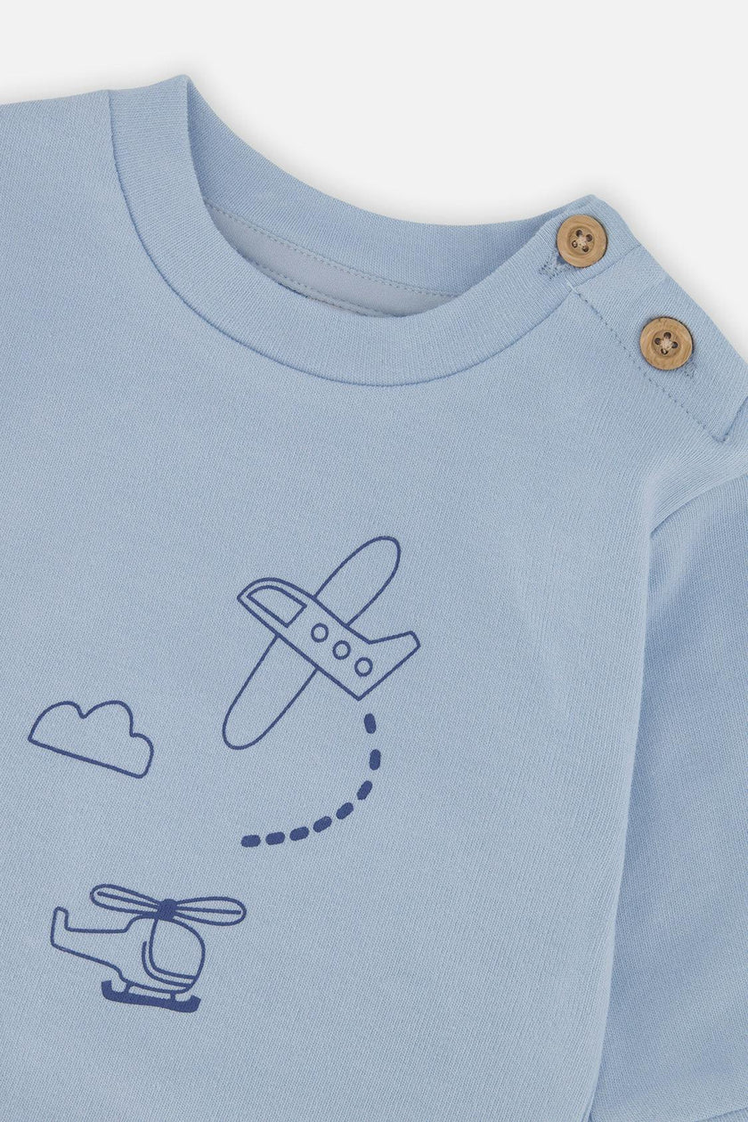Organic Cotton Pants And Top Set Sky Blue
