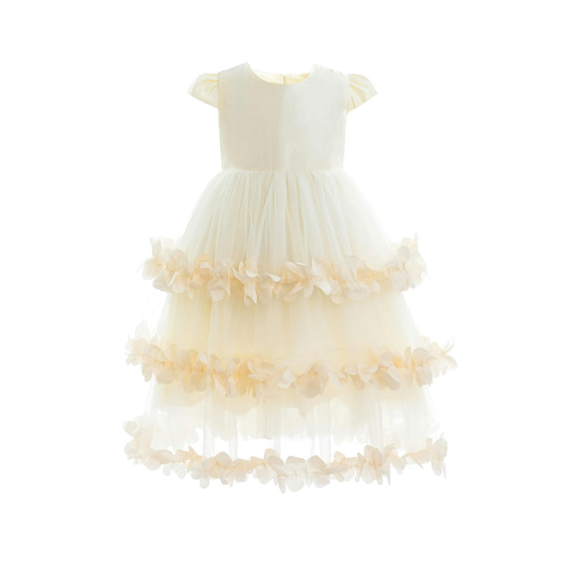 Cream Ferara Tiered Ruffle Dress