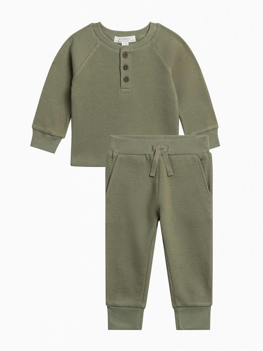 Organic Boy Fall Henley Waffle Set
