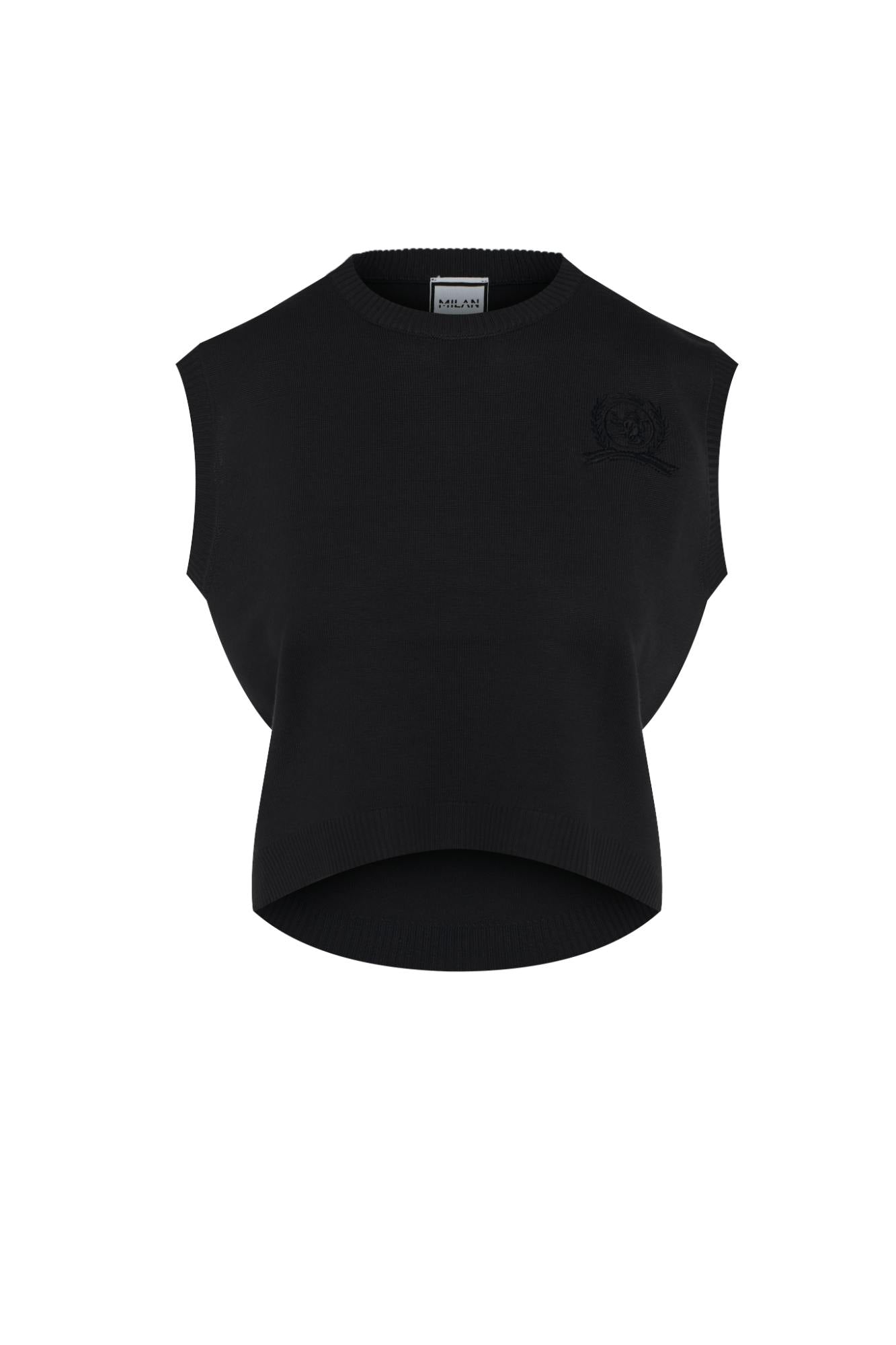 Embrodery Knit High Low Vest
