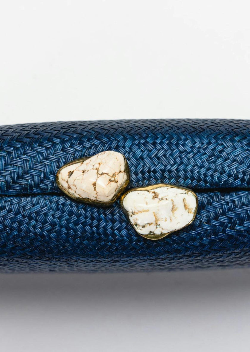 Women's Jen Straw White Stone Clutch Bag