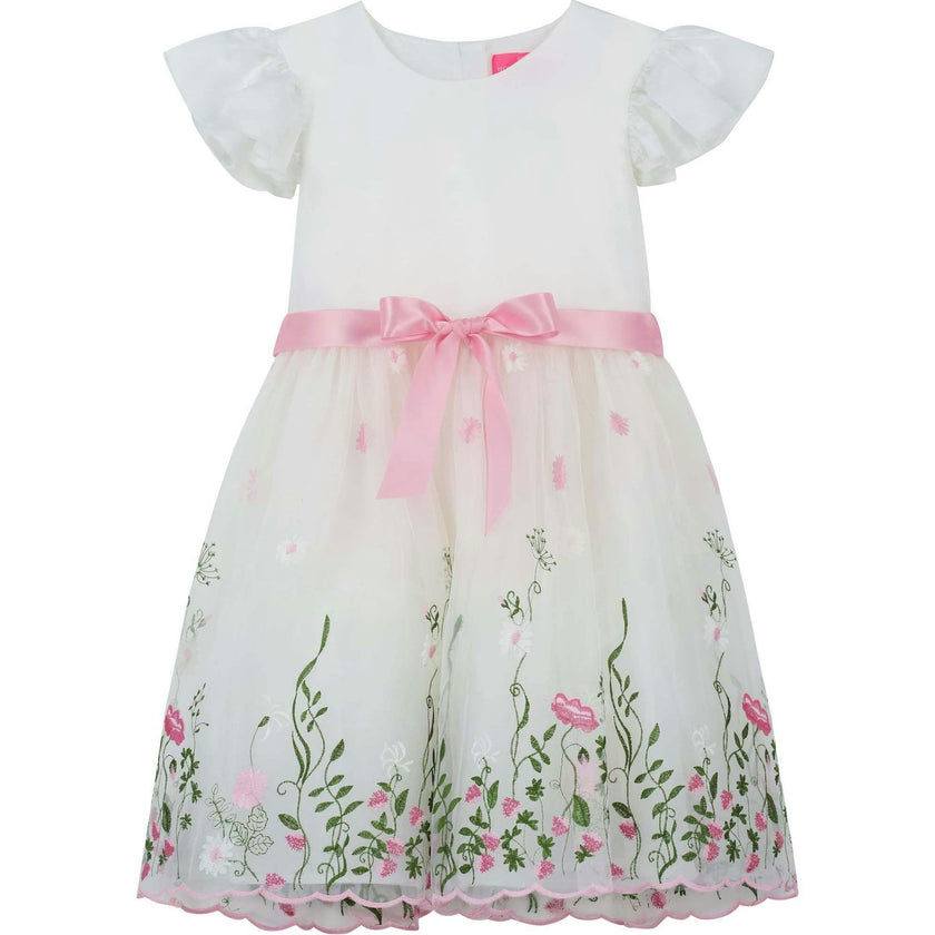 Garden Floral Ruffle Sleeve Party Dress