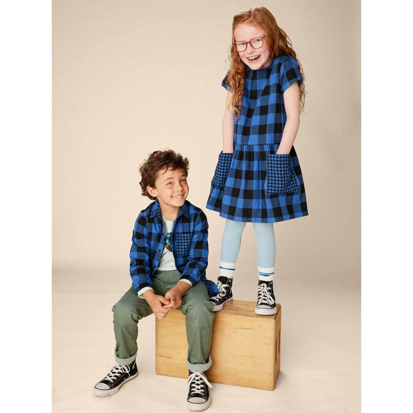 Pocketful Of Fun Plaid Short Sleeve Back Zip Dress, Multi
