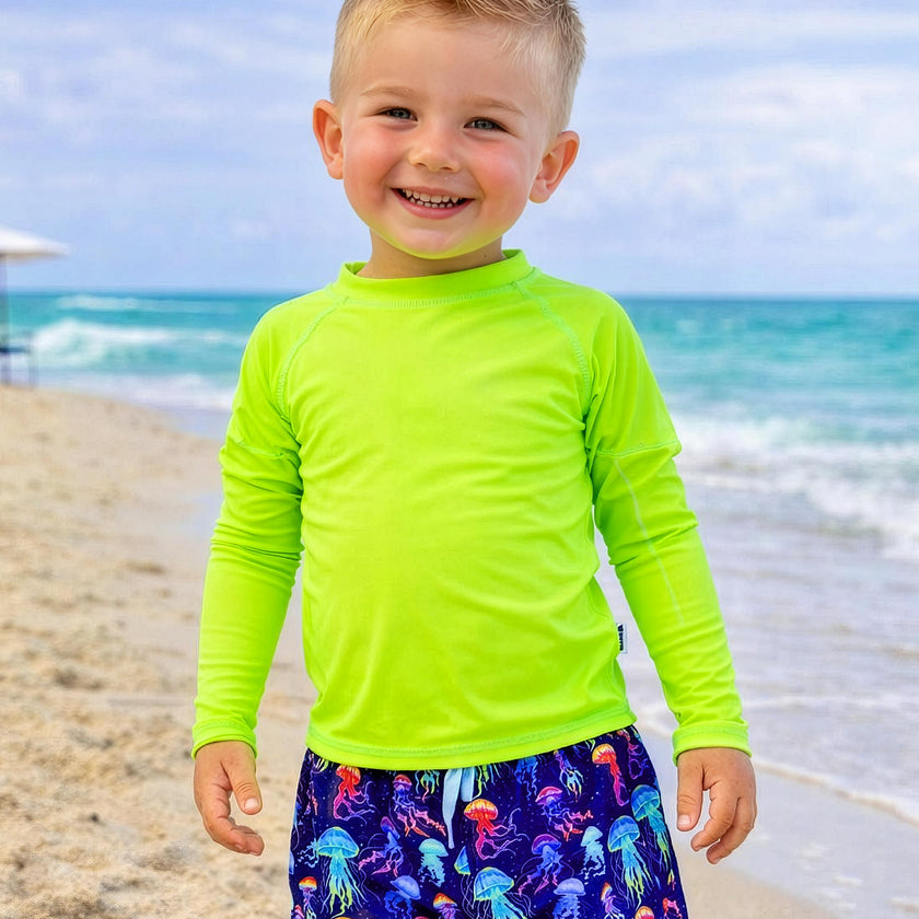 Dylan Boys Neon Jellyfish Print Board Shorts