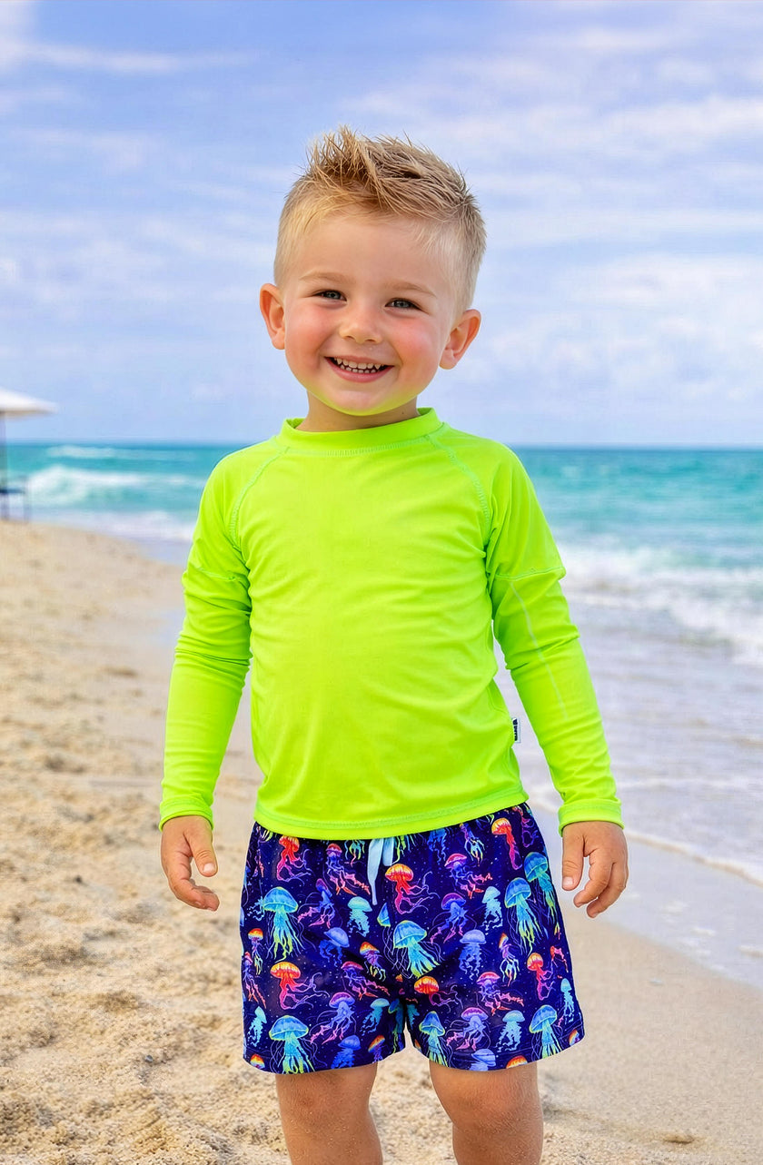 Dylan Boys Neon Jellyfish Print Board Shorts