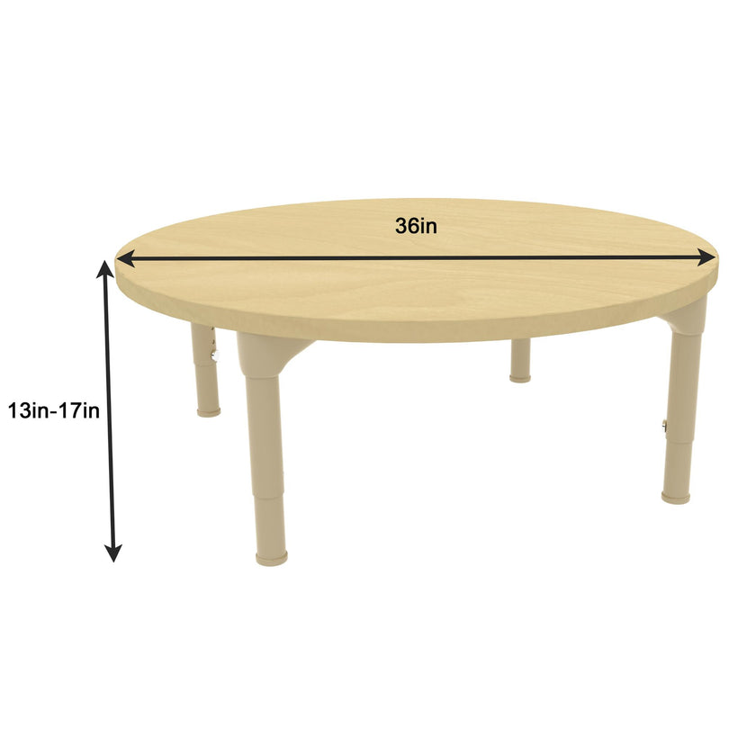 Round Adjustable Kids Table – 36" Diameter, 13" to 17" Height | Toddler & Preschool Activity Table for Classrooms & Daycares