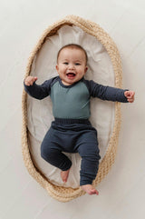 Baby Boy Long Sleeve Raglan Bodysuit in Nightfall