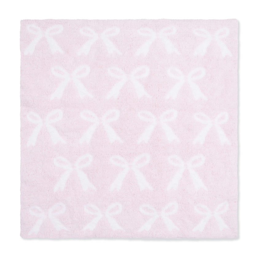 Chenille - Baby Pink Bow Blanket