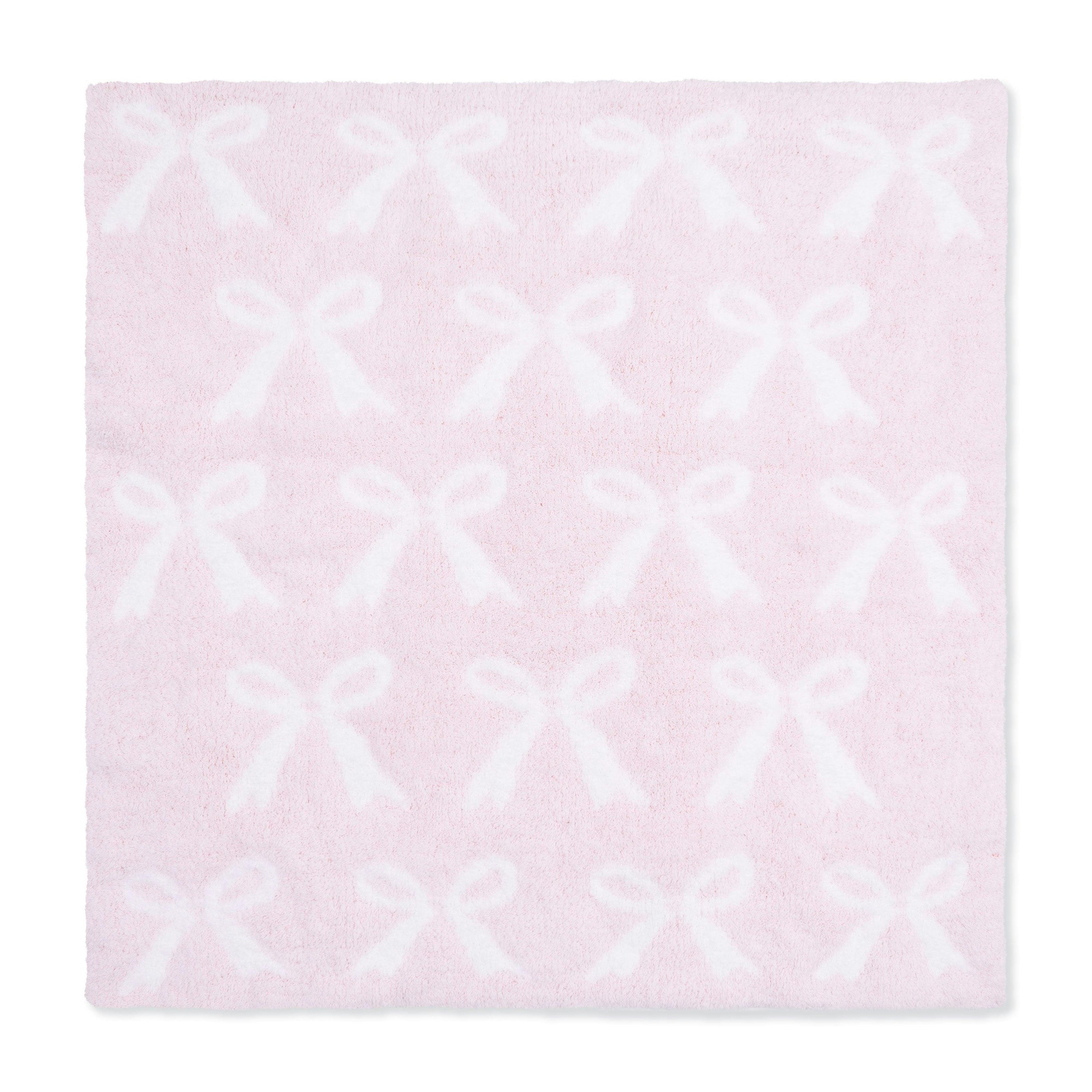 Chenille - Baby Pink Bow Blanket