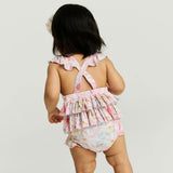Rose Dreams Ruffled Strap Bubble Romper