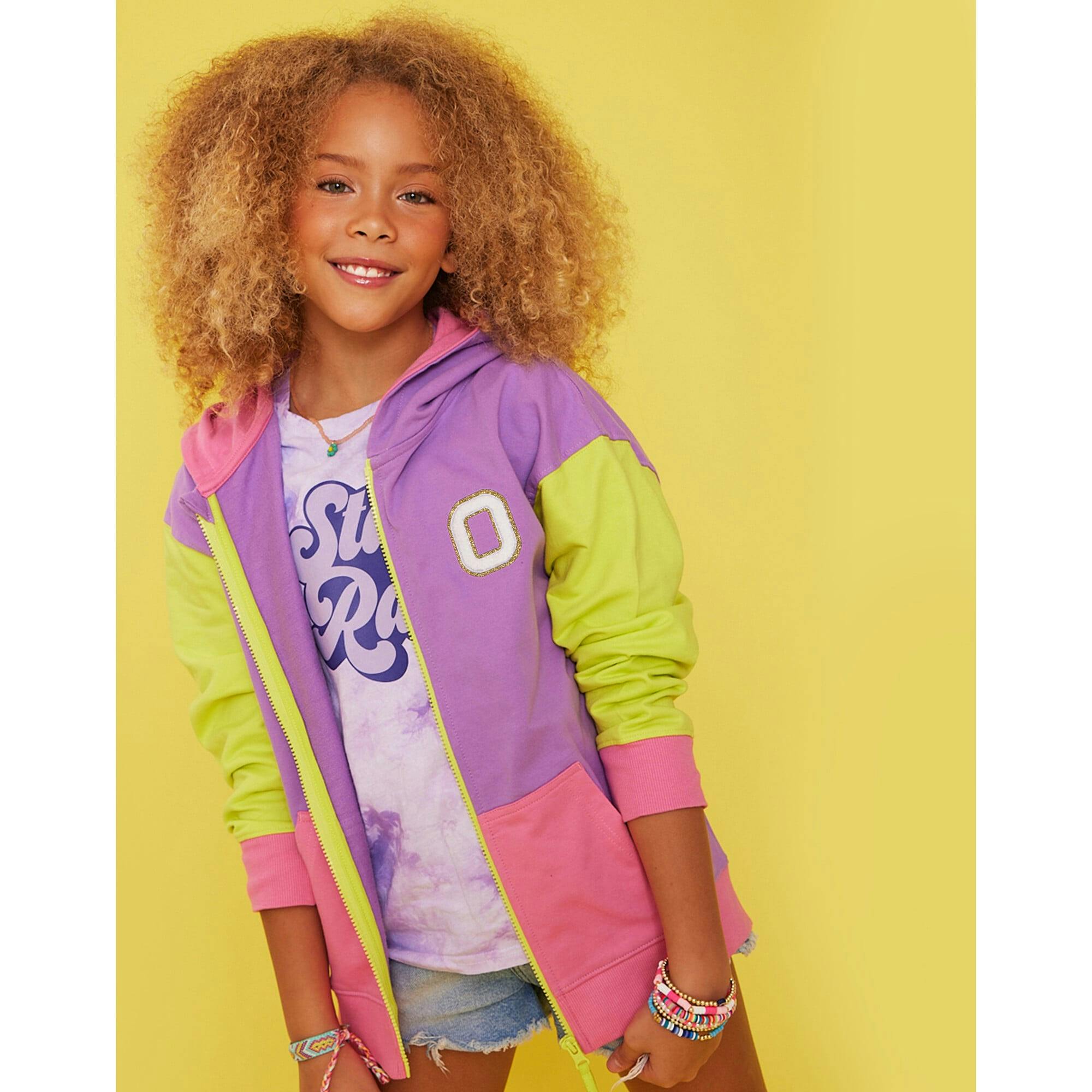 Colorblock Zip Hoodie Sweatshirt, Multi