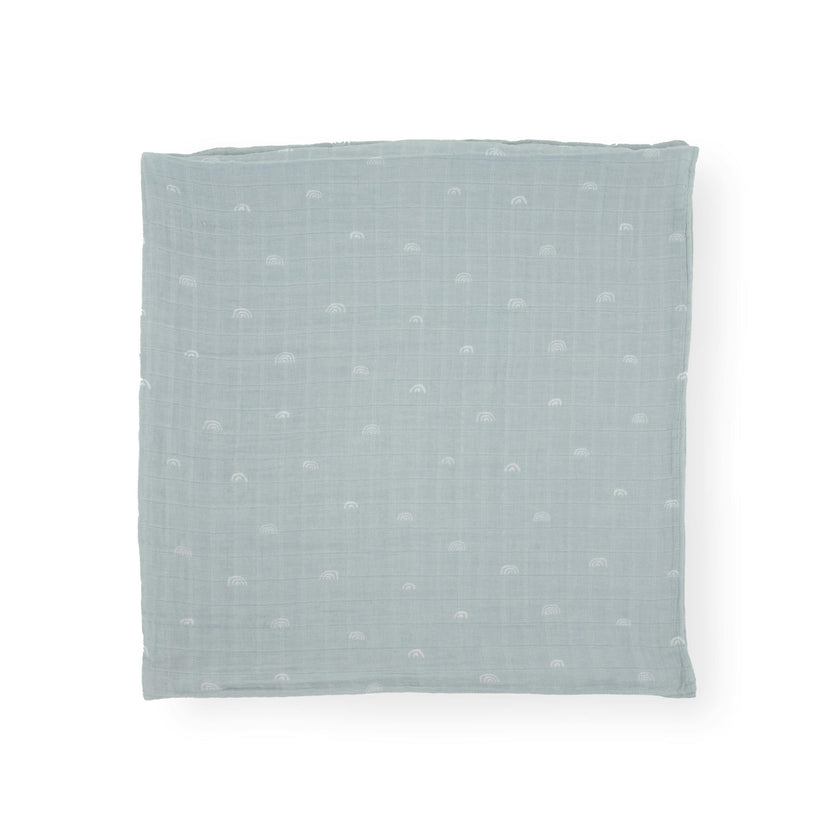 Cotton Muslin Swaddle Blanket - Blue Rainbow