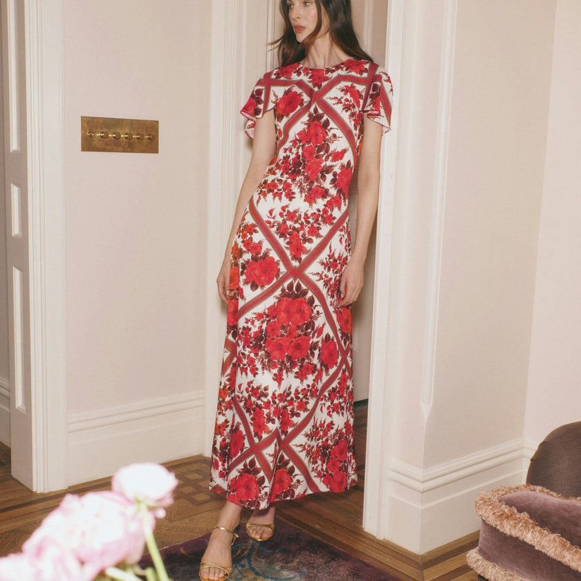 The Davina Dress - Red Diamond Rose