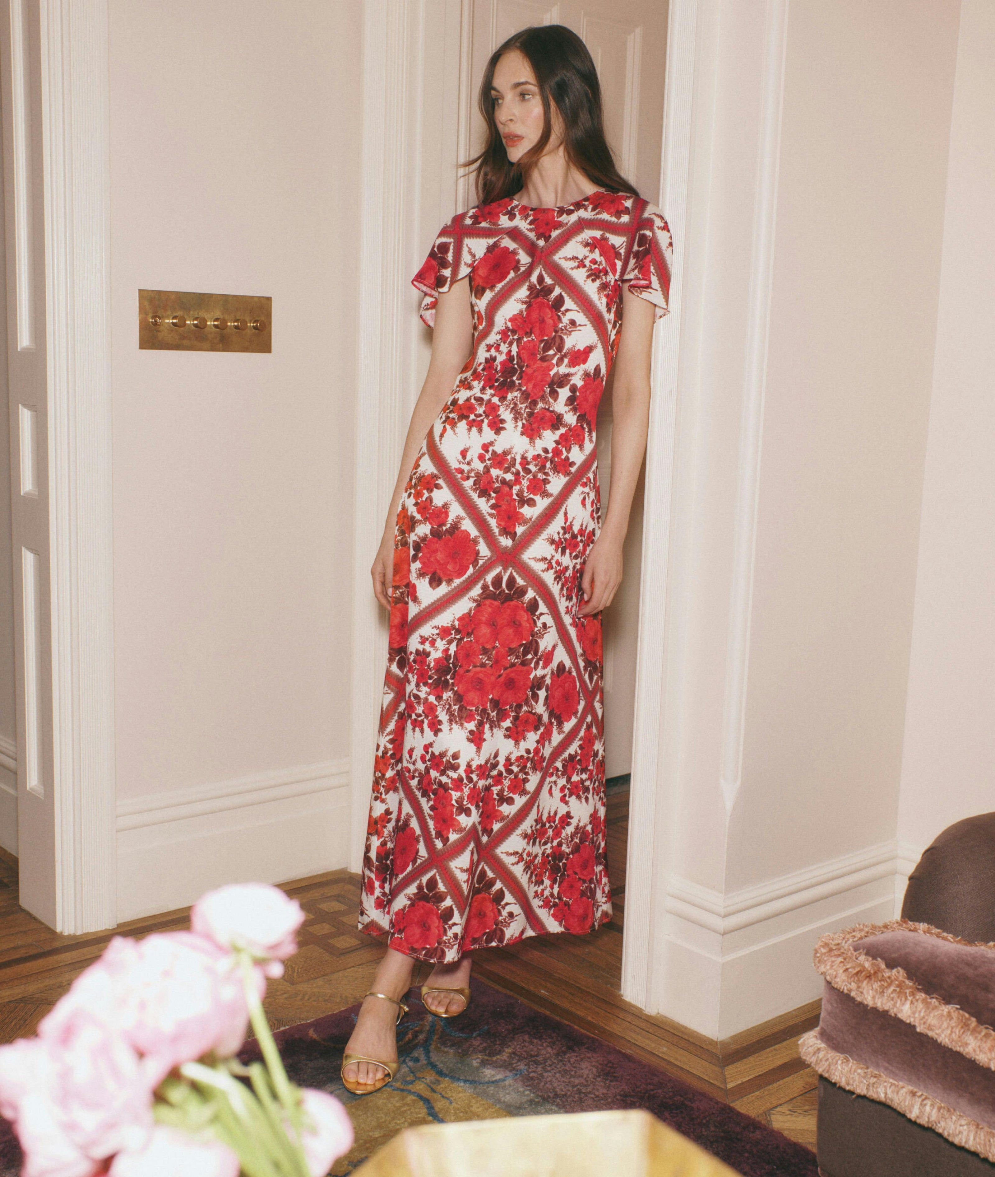 The Davina Dress - Red Diamond Rose