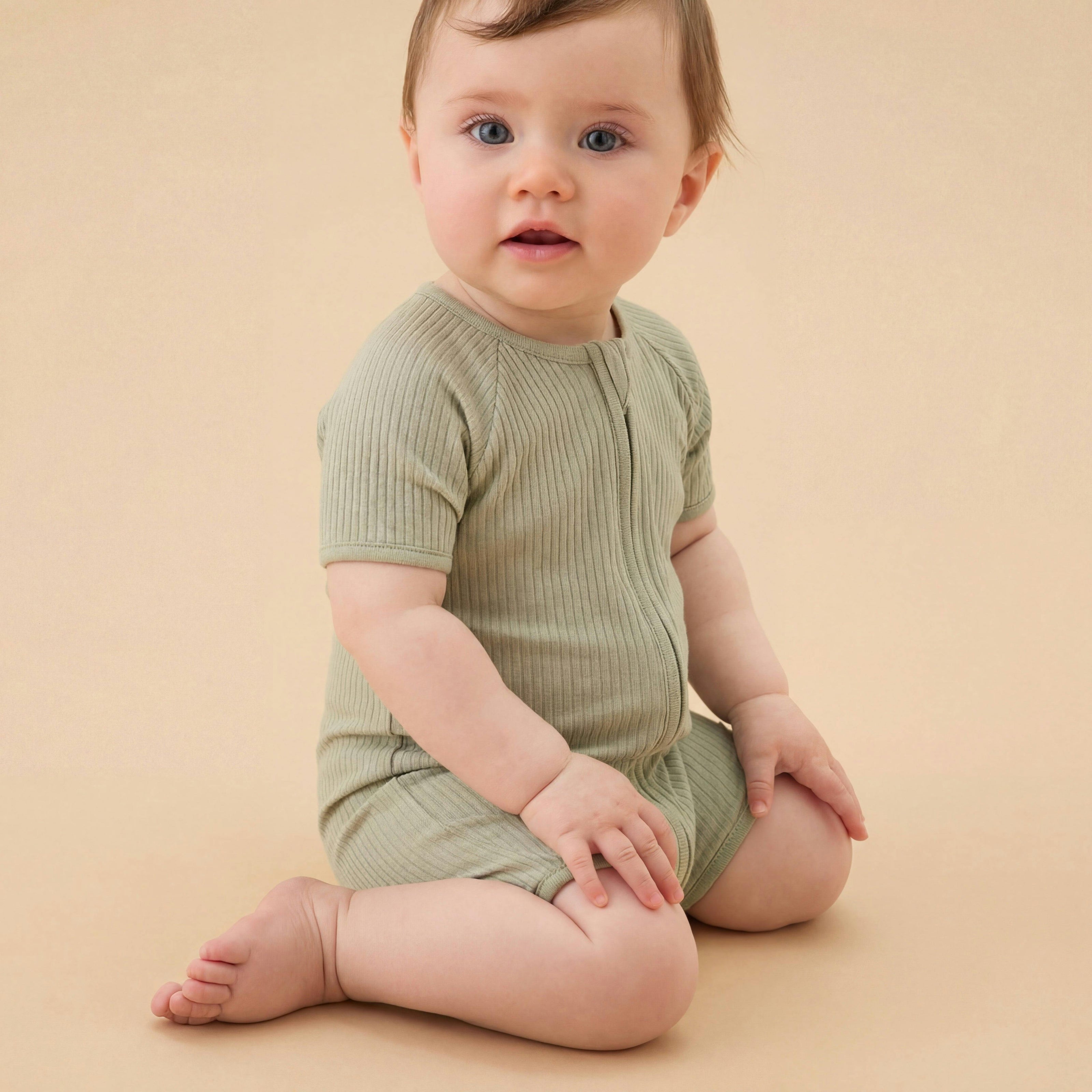 Ribbed Zip Summer Pajamas