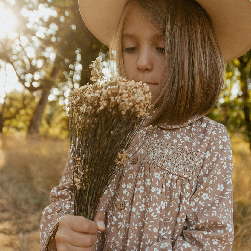 Organic Smocked Button Dress