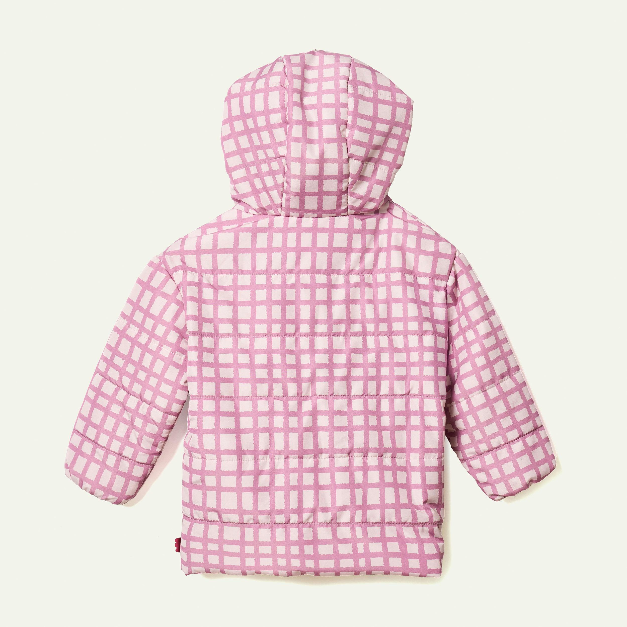 Recycled Polyester Pink Grid Lightweight Puffer