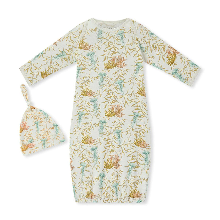 Under the Sea Organic Cotton Newborn Gown & Hat Set
