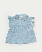Diana Blouse - Tonal Floral Blue print