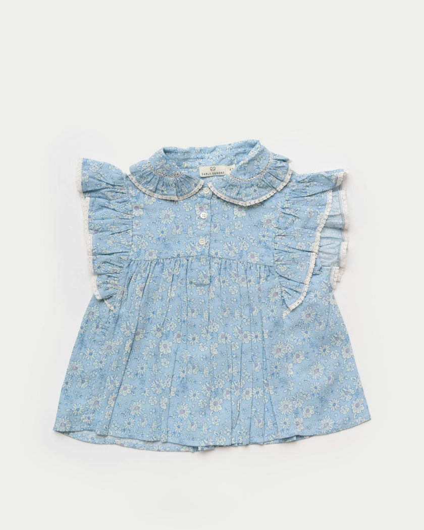 Diana Blouse - Tonal Floral Blue print