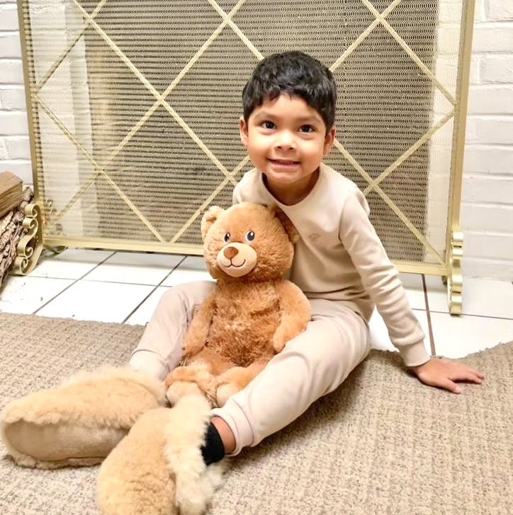 Boy Beige Pajama Set in Pima Cotton