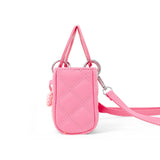 Quilted Rectangle Bow Charm Handbag