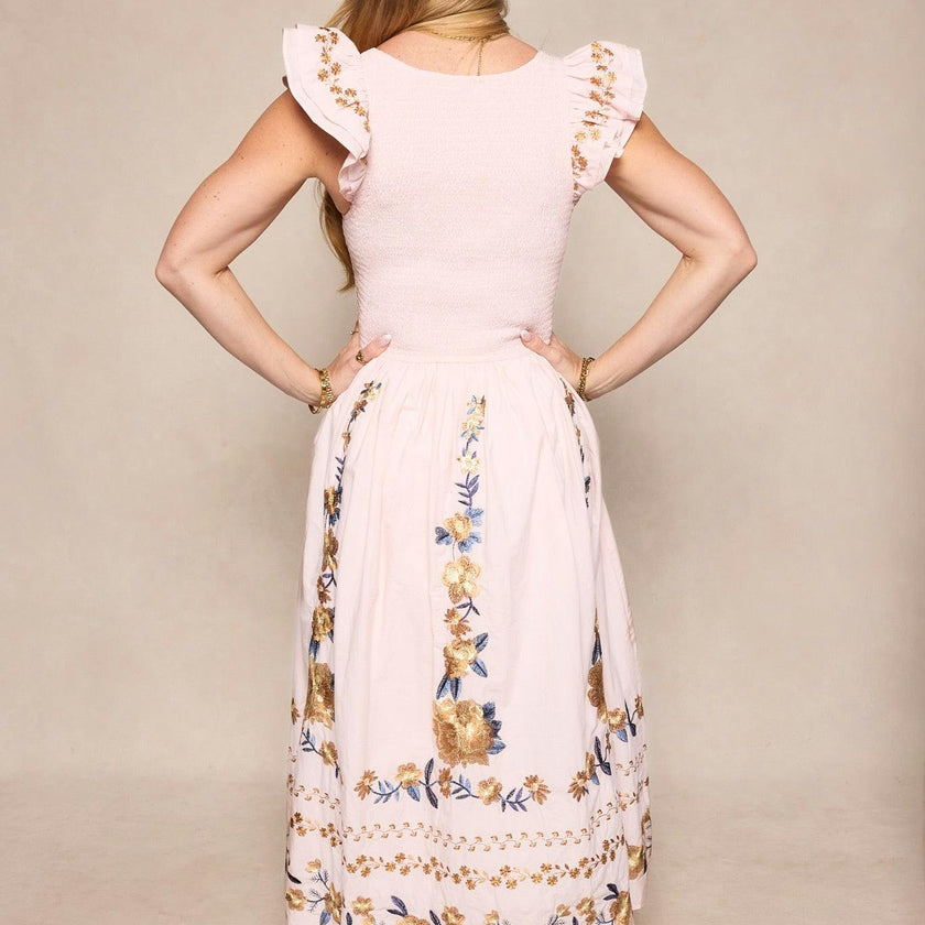 Hattie Dress in Embroidered Spring Floral