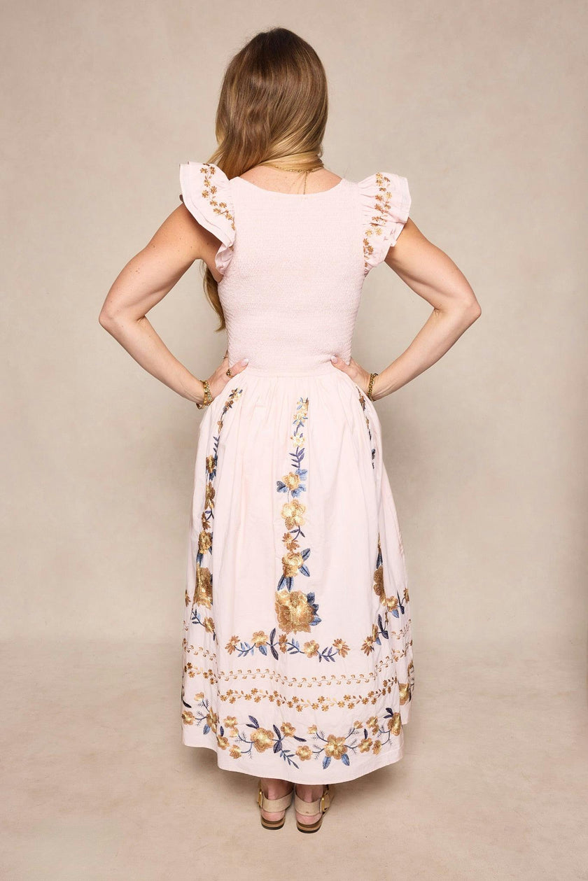 Hattie Dress in Embroidered Spring Floral